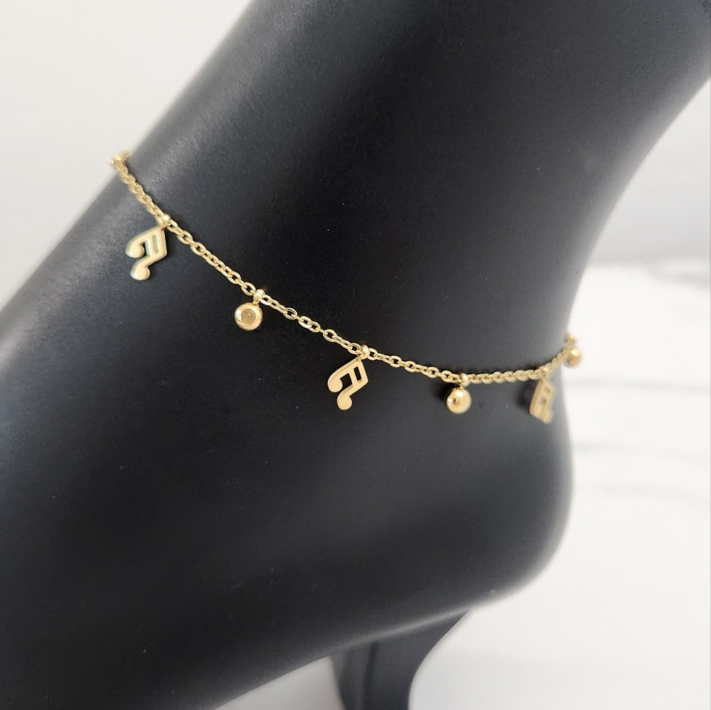 Gold Musical Note Anklet Dainty Music Charm Ankle Bracelet Boho Beach New - Picture 3 of 12